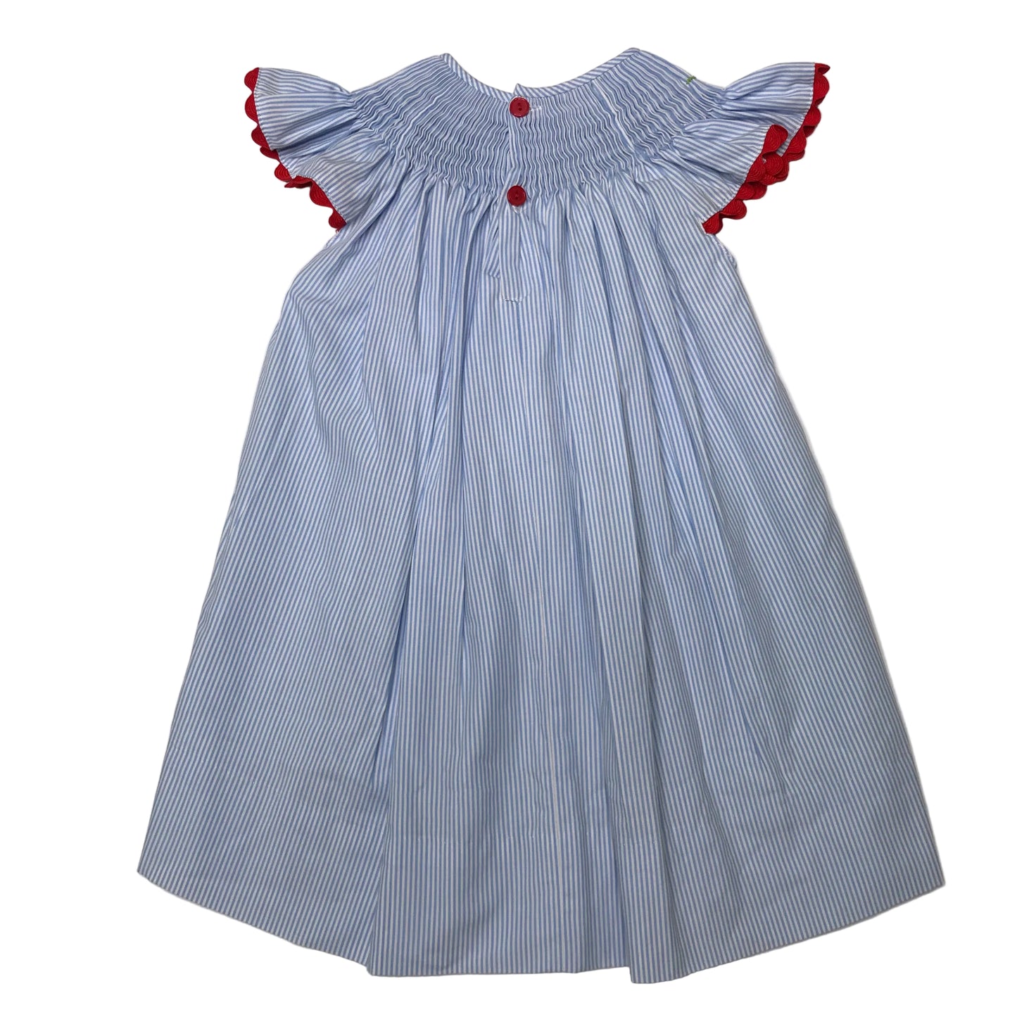 Remember Nguyen Smocked Striped Watermelon Blue Dress Girl Size 12M