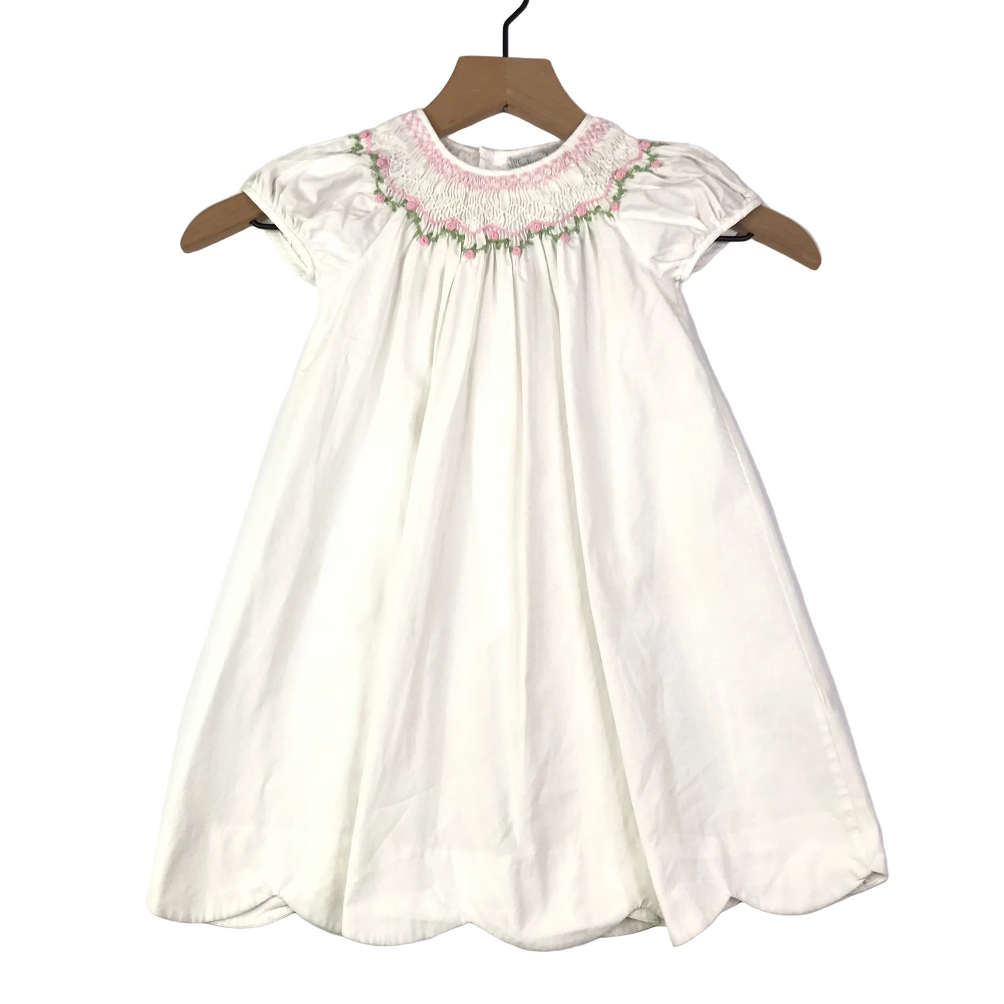 Fantaisie Smocked Dress Girls Size 2T White Pink Floral