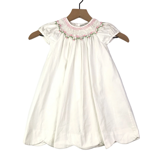 Fantaisie Smocked Dress Girls Size 2T White Pink Floral