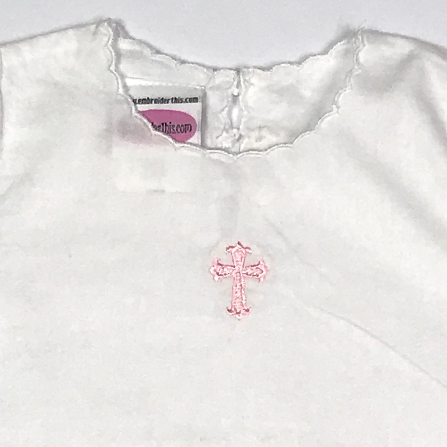 Cross Embroidered Bloomer Set White Pink Girls Size 9-12M