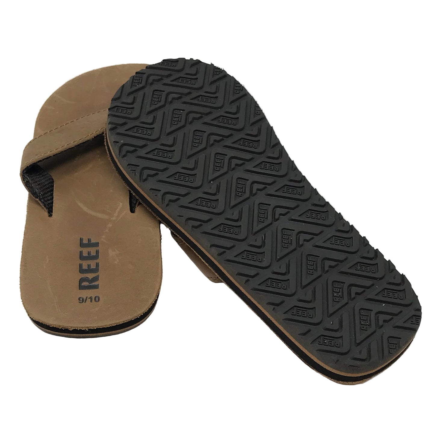 Reef Smoothy Leather Flip Flops Boys Size 9/10
