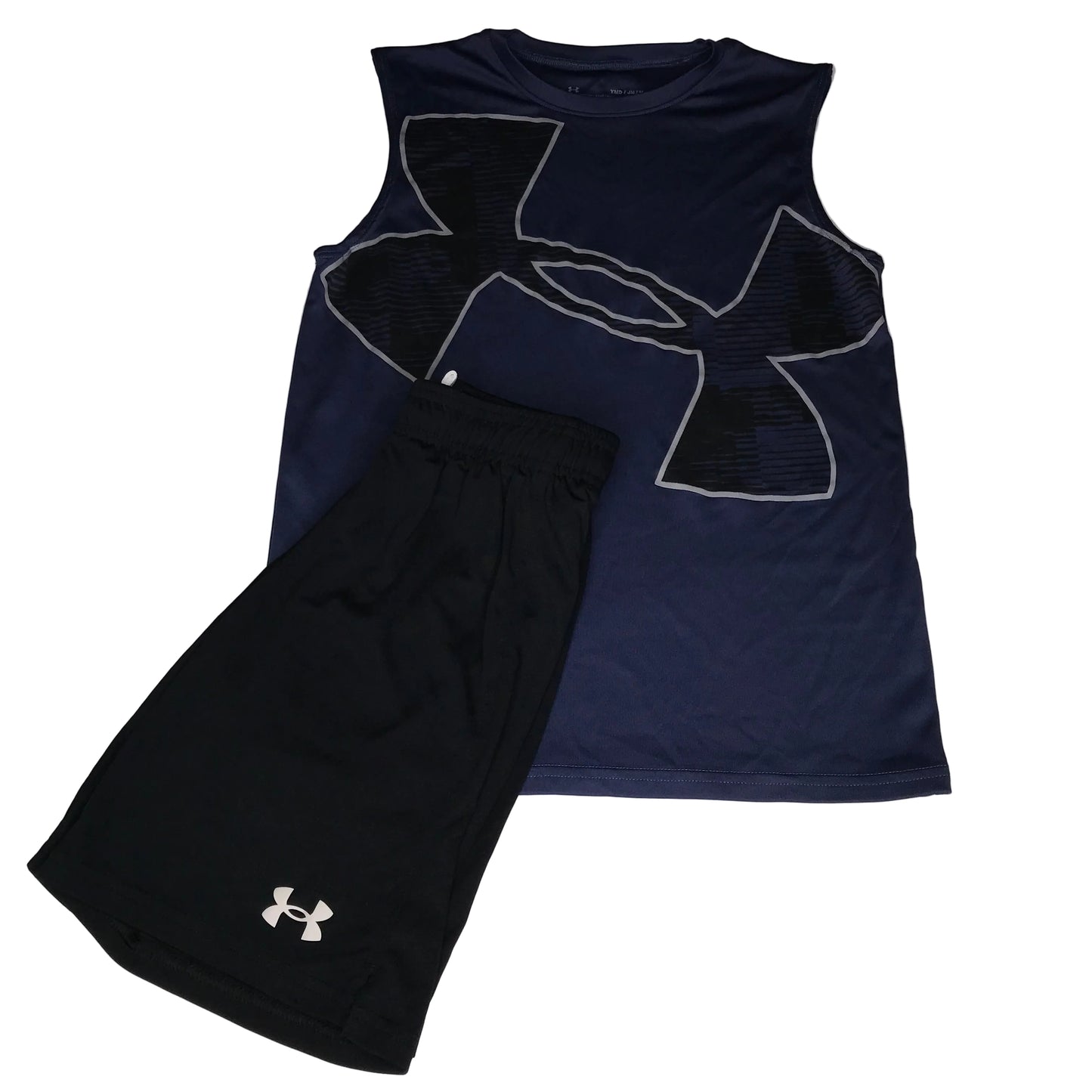Under Armour Activewear Set Black Blue Tank Big Boy Size YMD