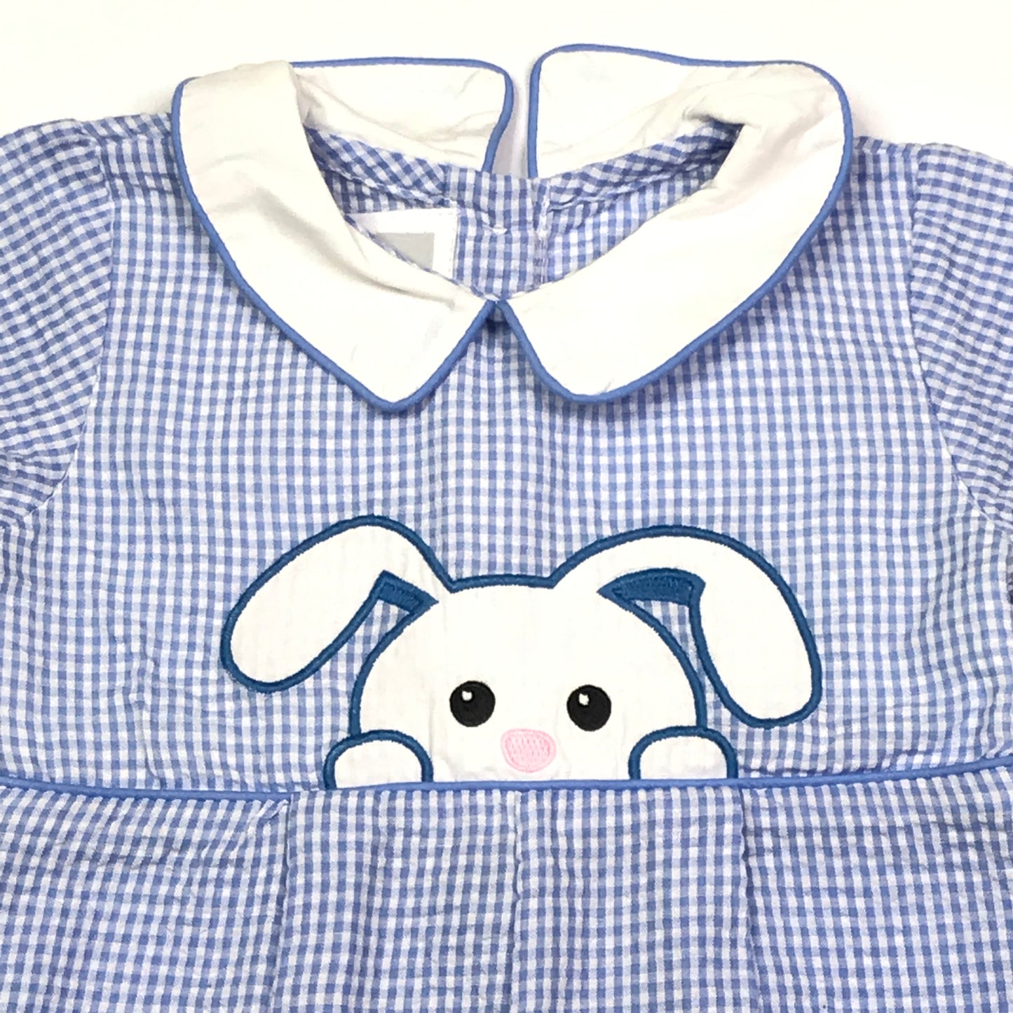 Lil Cactus Gingham Peek-A-Boo Easter Bunny Longalls Blue Boys Size 6-12M