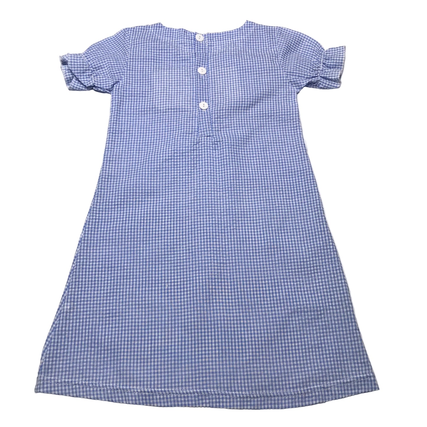 Boutique Cross Embroidered Mini Check Dress Blue White Girl Size 5
