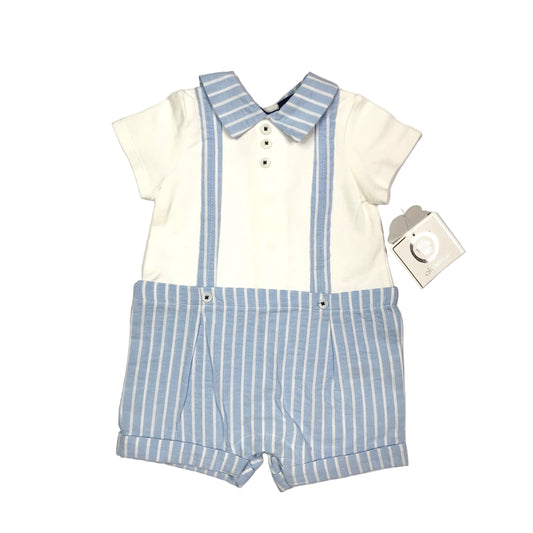 NWT Little Me Shortall Blue White Boys Size 6M