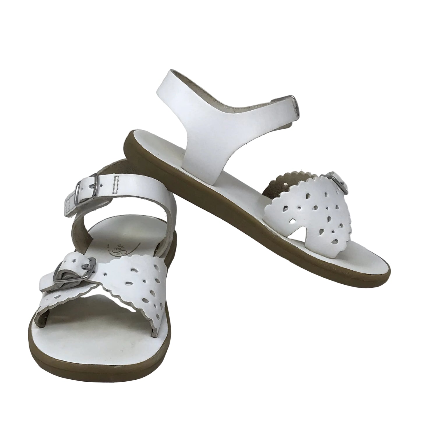 Footmates Ariel White Leather Sandals Girl Size 9
