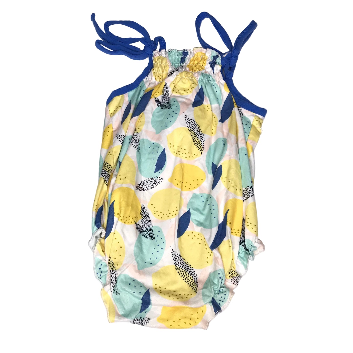 Marie Nicole Lemon Bubble Romper Tie Straps Baby Girl Size 12-18M