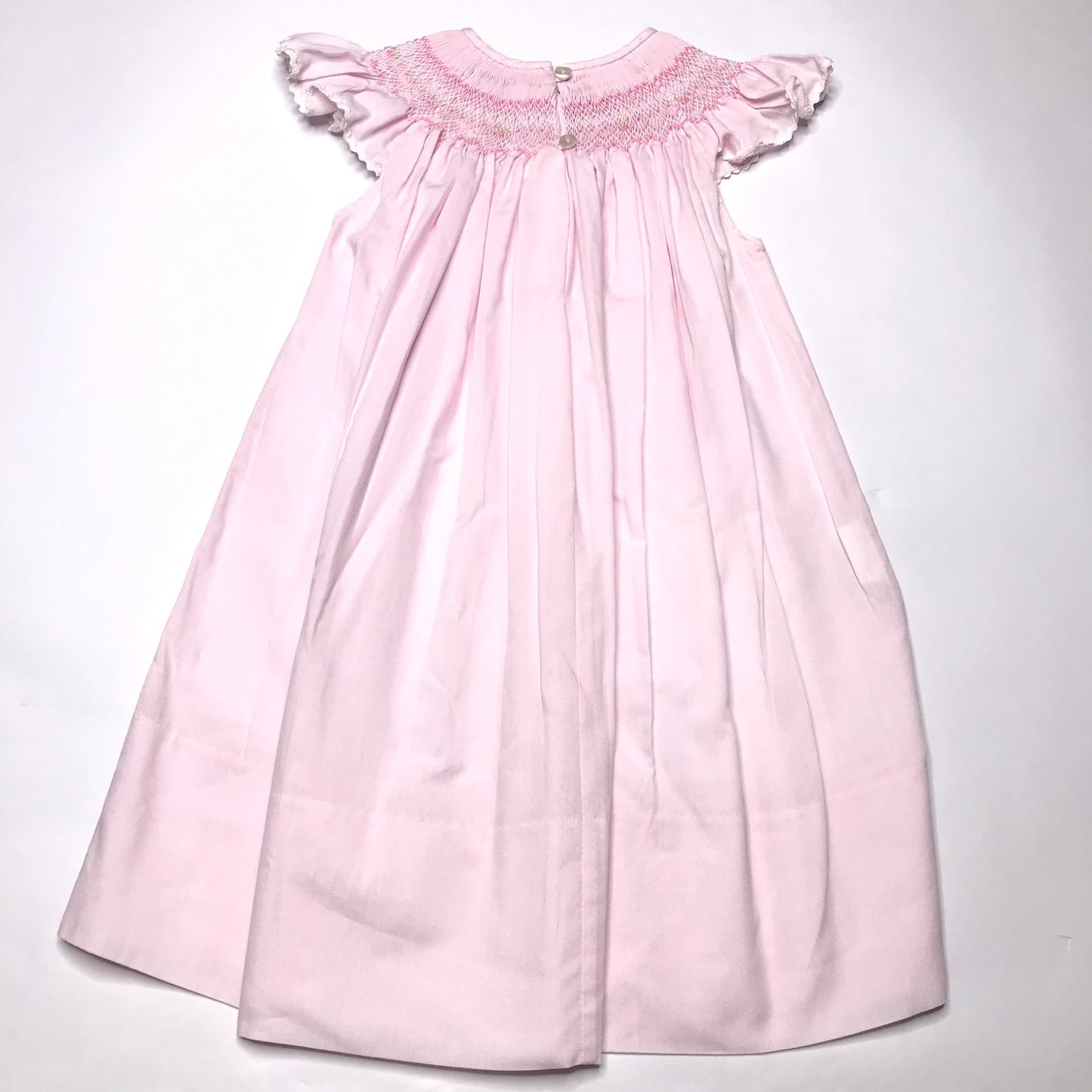 Rosalina Smocked Bishop Dress Pink Poplin Floral Girl Size 2T