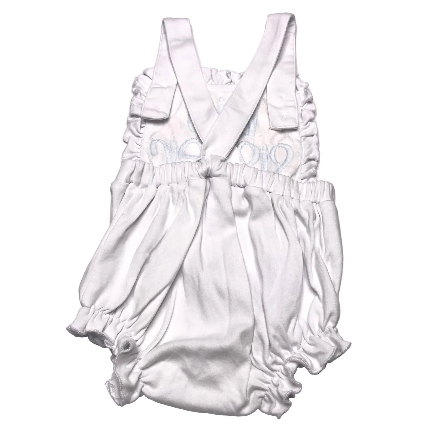 Blanks Boutique Bubble Romper Big Sister Mono White Girl Size 12M