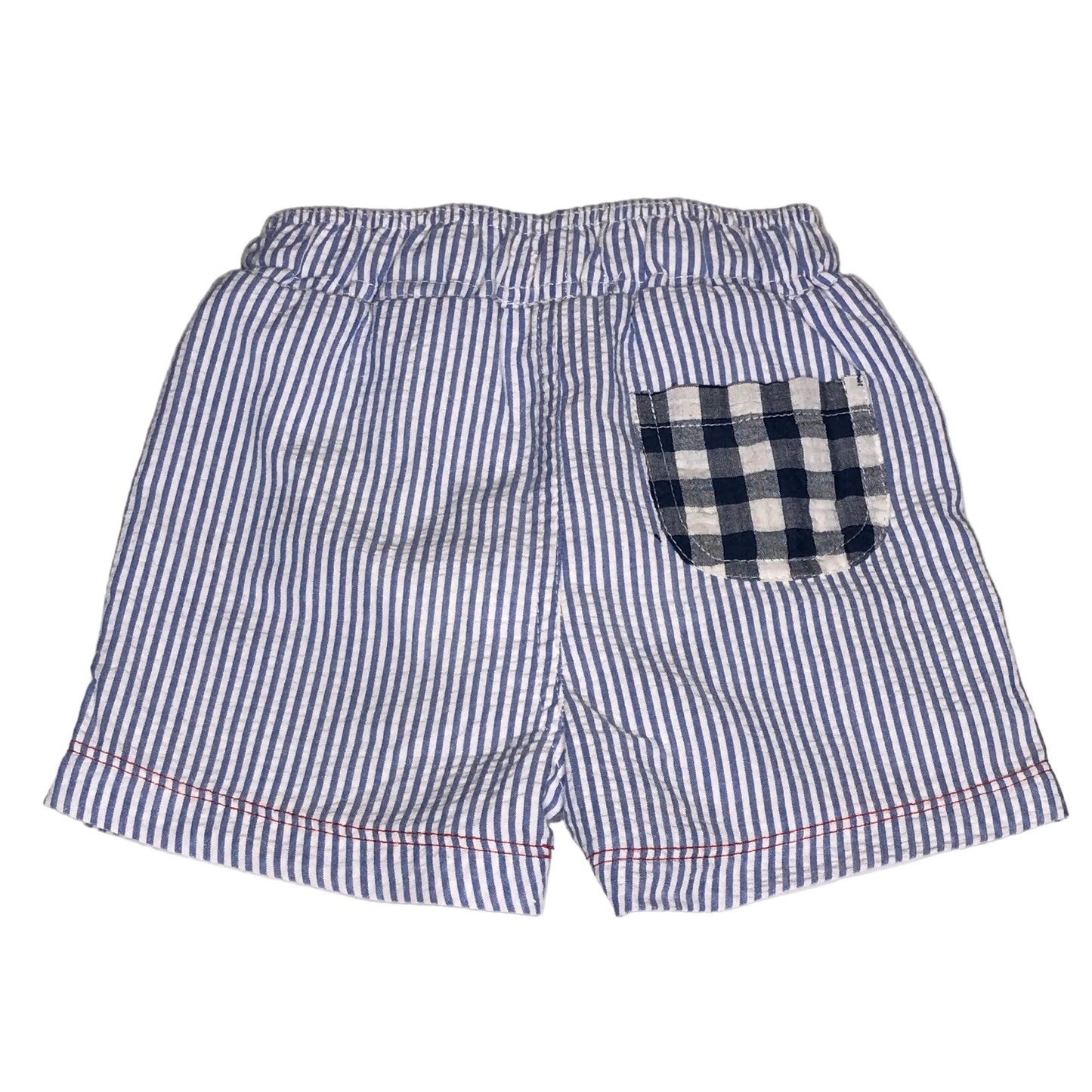 Mudpie Baby Boy Seersucker Whale Shorts Blue White Size 12-18M
