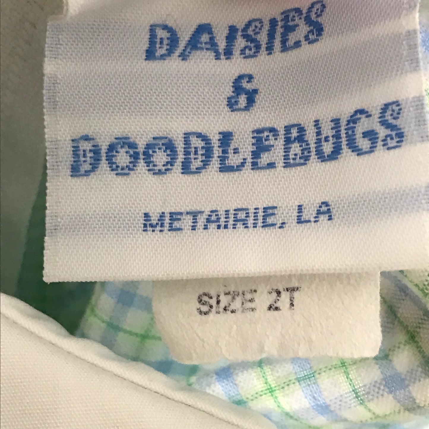 Daisies & Doodlebugs Micro Check Bubble Blue Green Baby Boy Size 2T