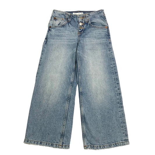 Zara Button Fly Denim Wide Leg Blue Jeans Girls Size 6