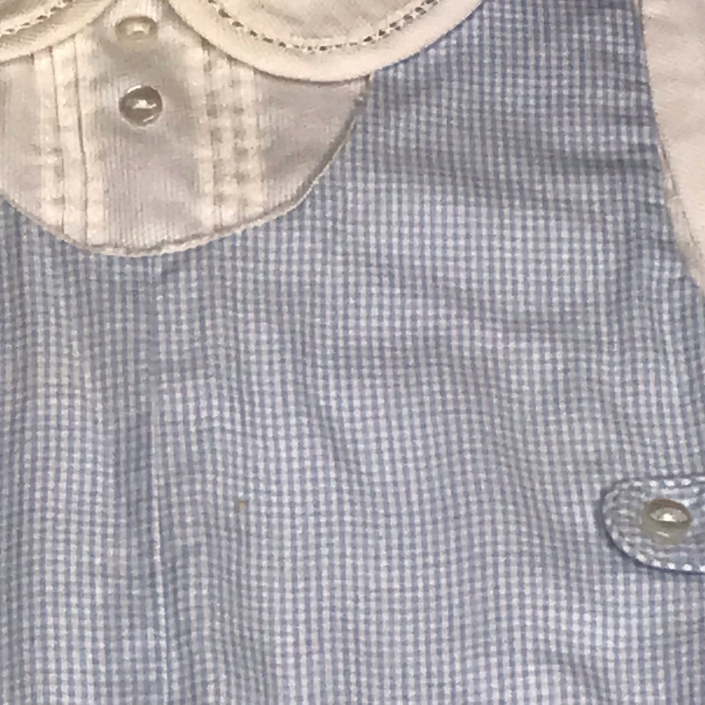 Petit Ami Micro Check Jon Jon Romper Blue White Baby Boy Size 9M