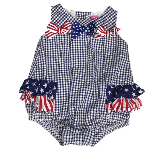 Goodlad Gingham Americana Patriotic Bubble Romper Baby Girl Size 3M