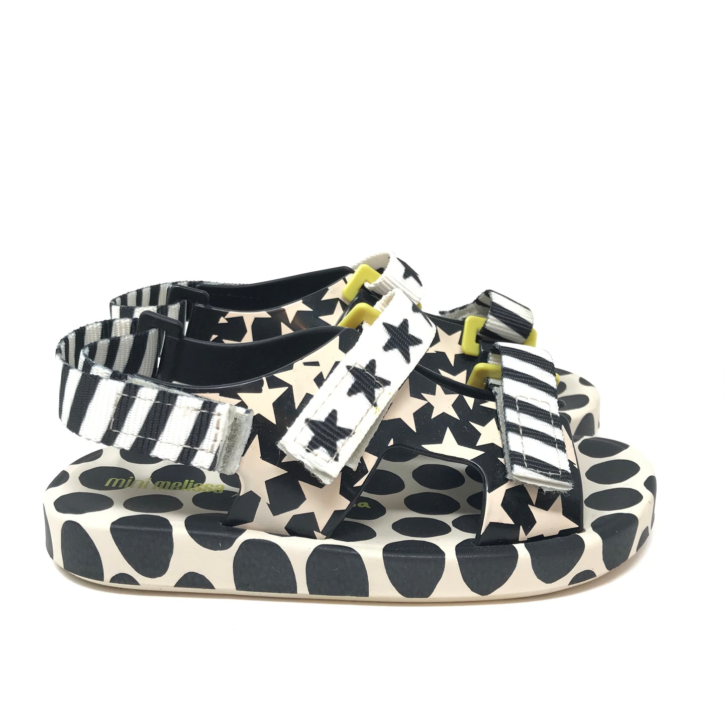 Mini Melissa Ping Pong Sandals White Black Girls Size 10