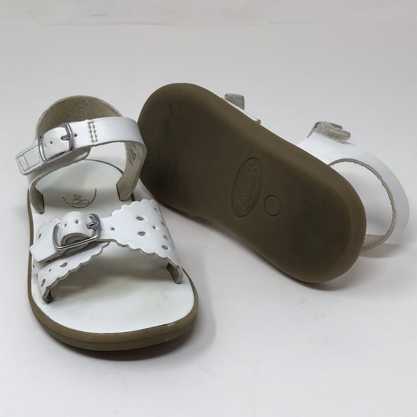 Footmates Ariel White Leather Sandals Girl Size 9