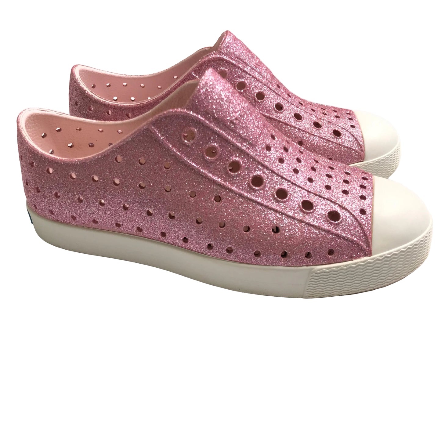 Native Jefferson Slip On Waterproof Sneakers Shoes Pink Glitter Girl Shoes Size J1