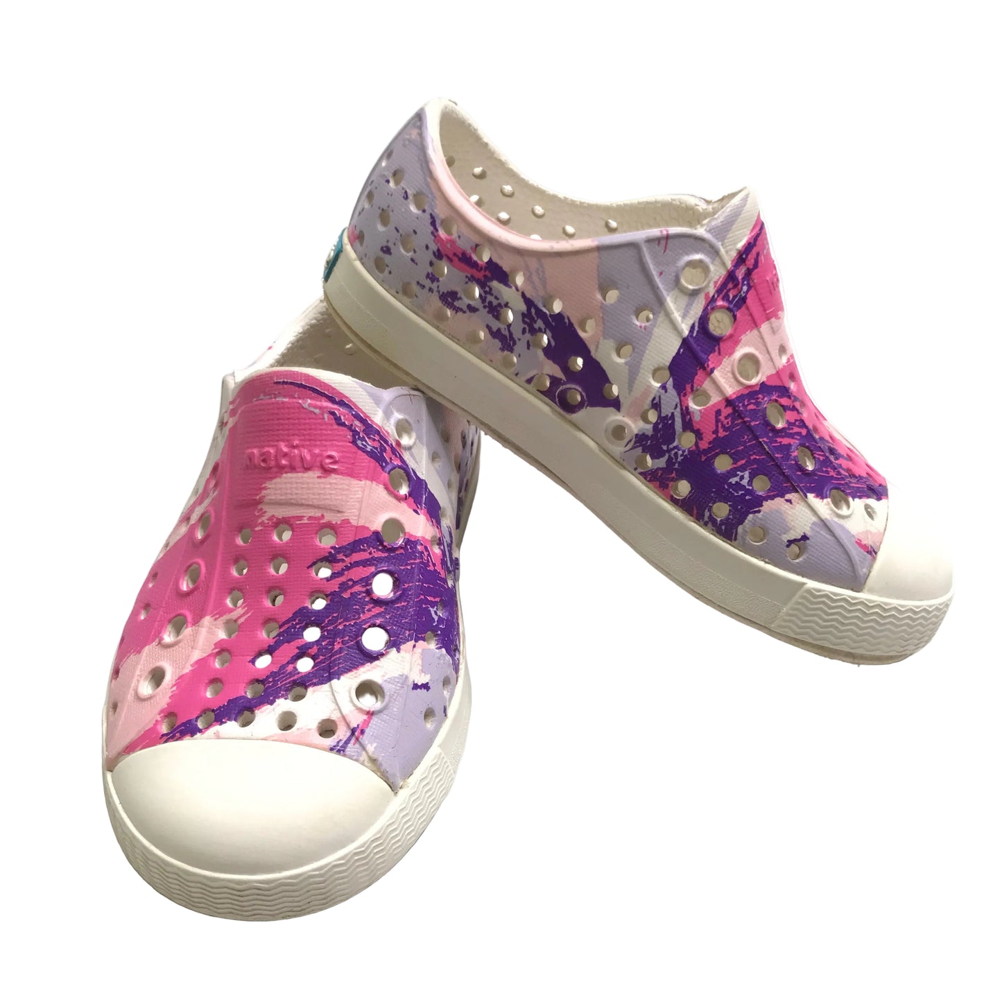 Native Jefferson Slip On Waterproof Sneakers Shoes Purple Pink Splatter Girl Shoes Size C6