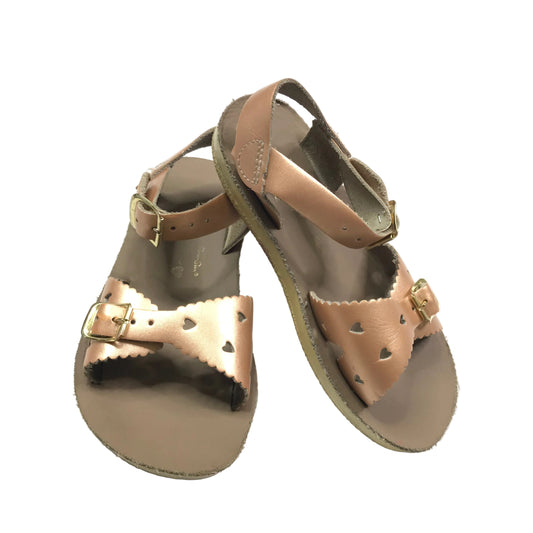Sun-San Salt Water Sweetheart Sandals Shoes Rose Gold Girls Size 10