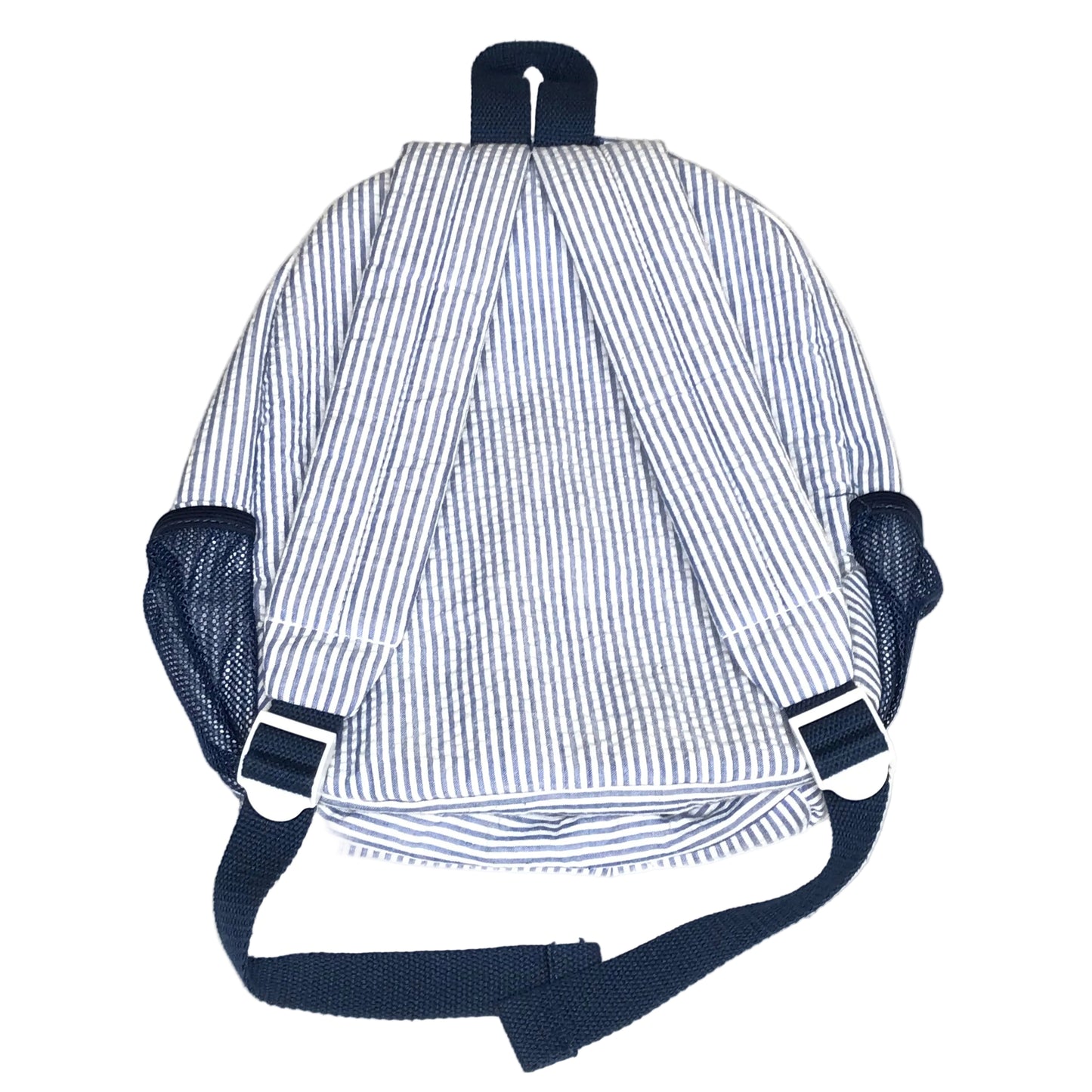 Robert Personalized Seersucker Applique Name Backpack Boys Blue White