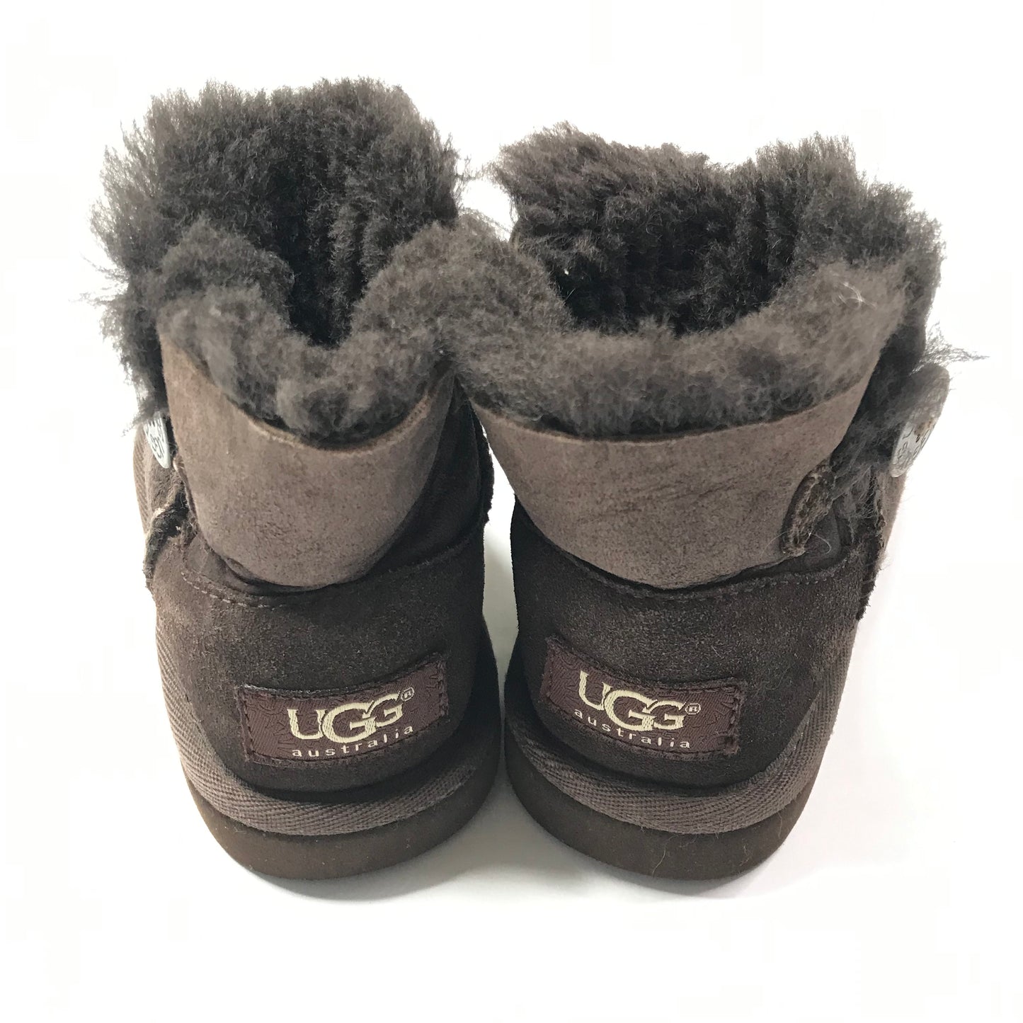 Ugg Mini Short Bailey Button Boots Brown Shoes Girls Size 10