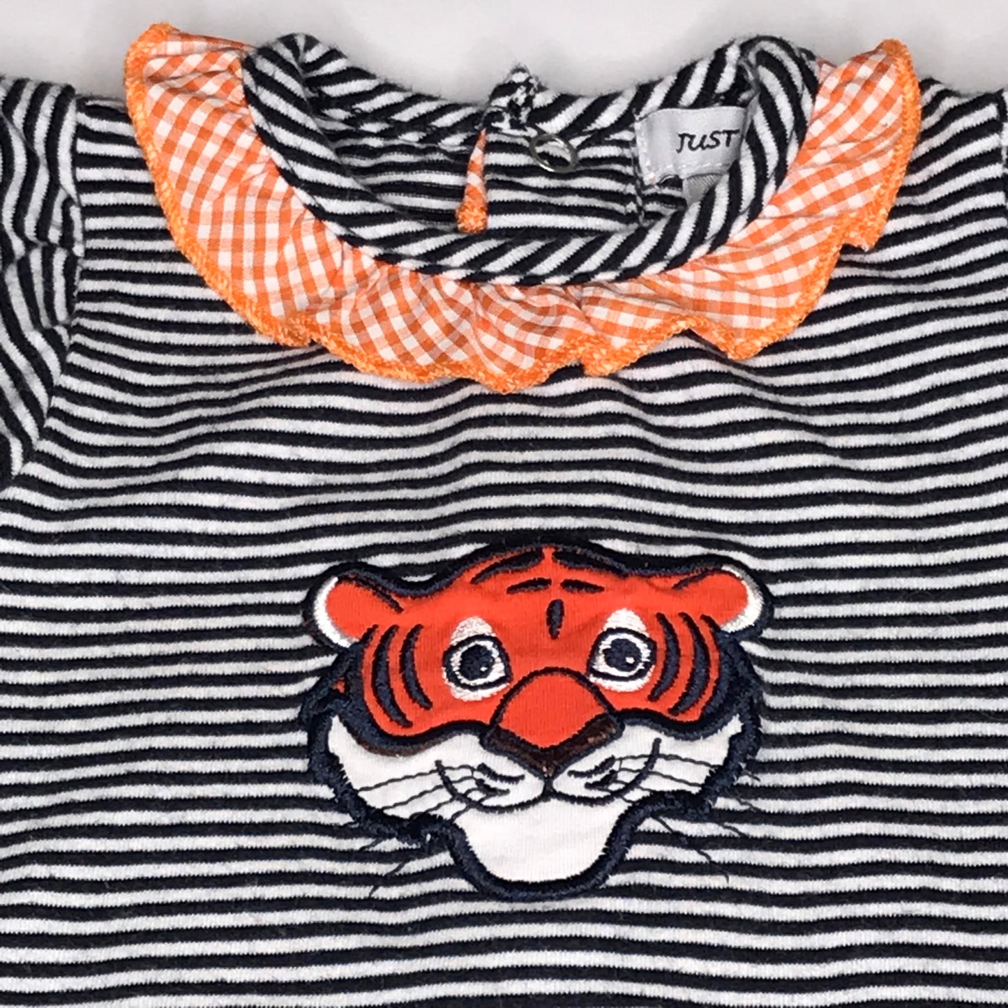 Just Blanks Striped Auburn Tiger Aubie Bubble Romper Baby Girl Size 6M