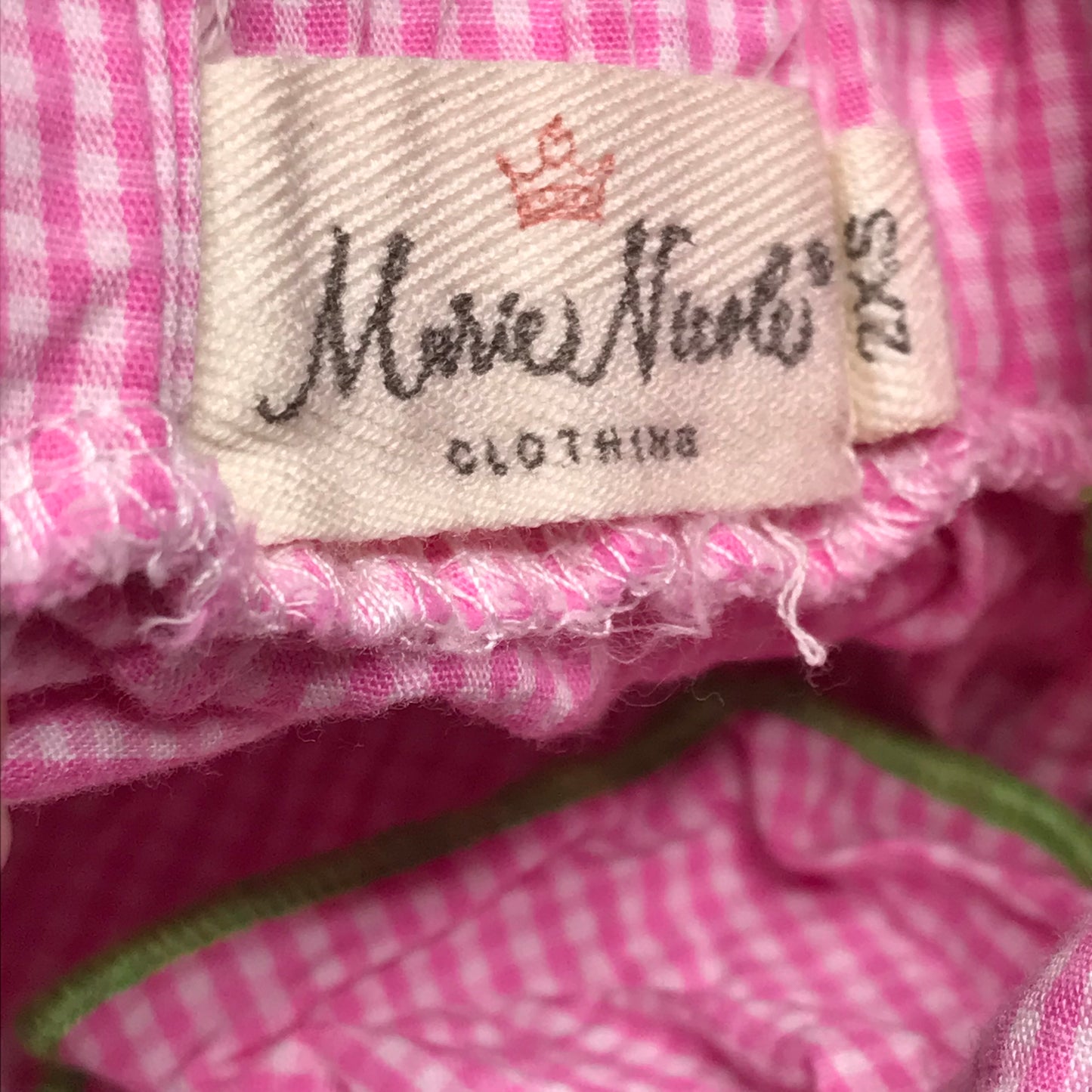 Marie Nicole Smocked Gingham Llamas Pink White Dress Size 12-18M