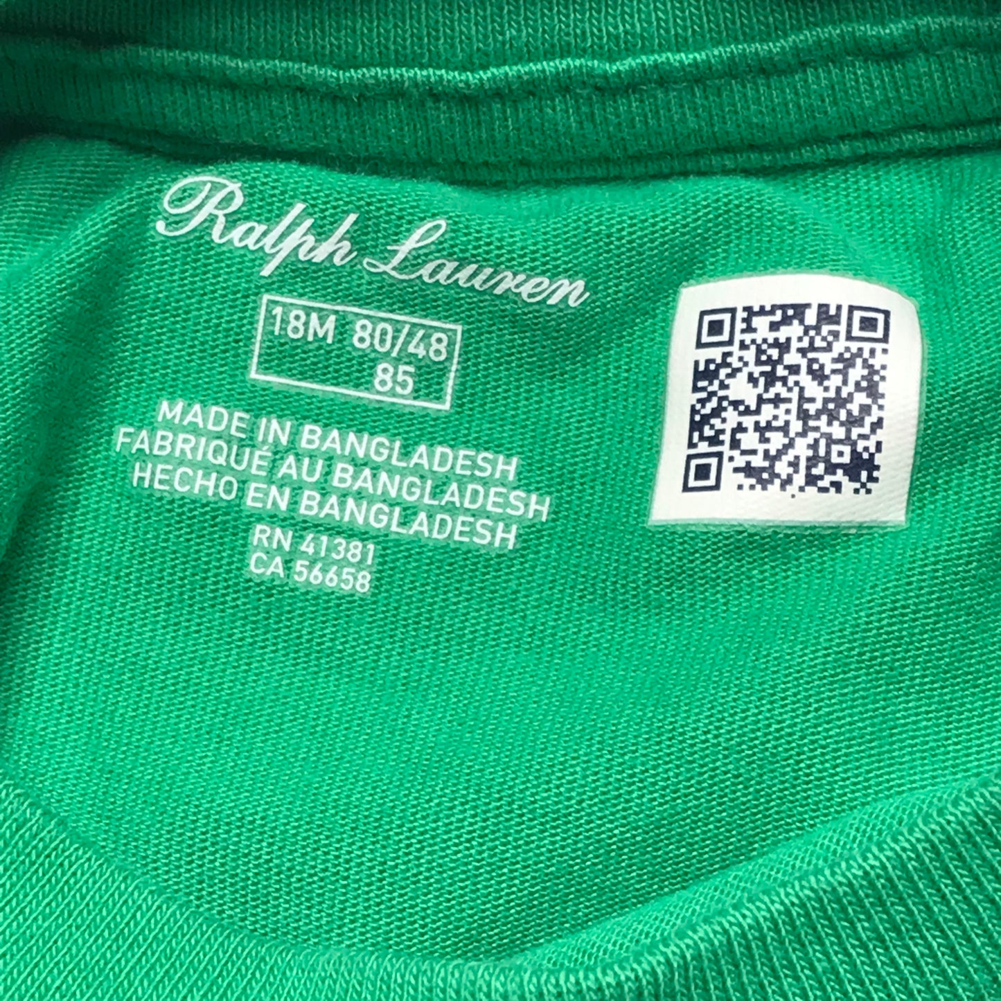 Polo Ralph Lauren Tshirt Green Boy Size 18M