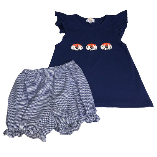 Busy Bee Smocks Auburn Tigers French Knot Bloomer Set Girl Size 4T