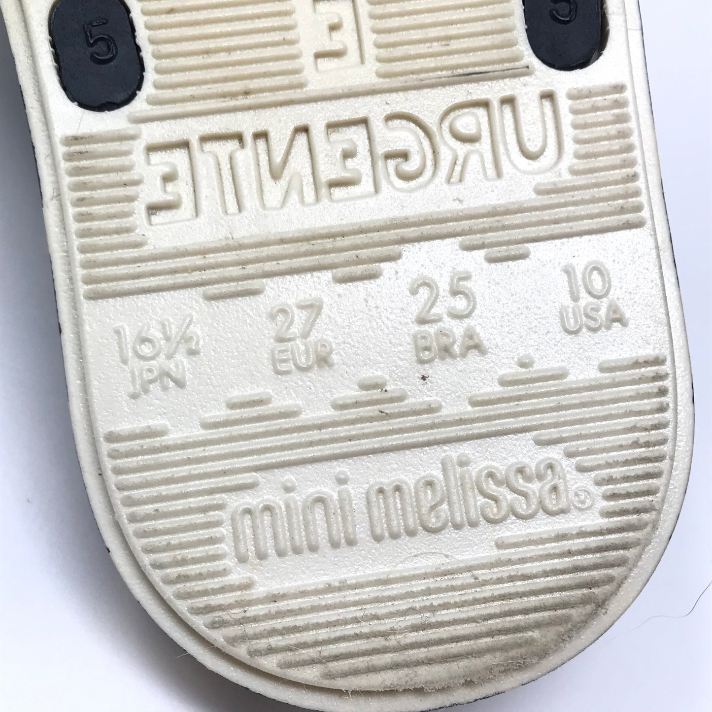 Mini Melissa Ping Pong Sandals White Black Girls Size 10