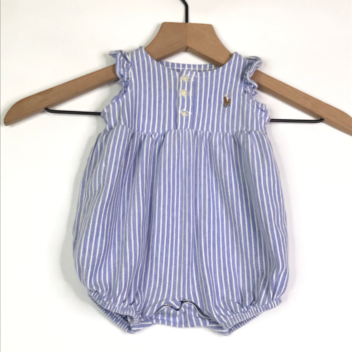 Ralph Lauren Polo Baby Girls Bubble Shortall Striped Size NB Blue White