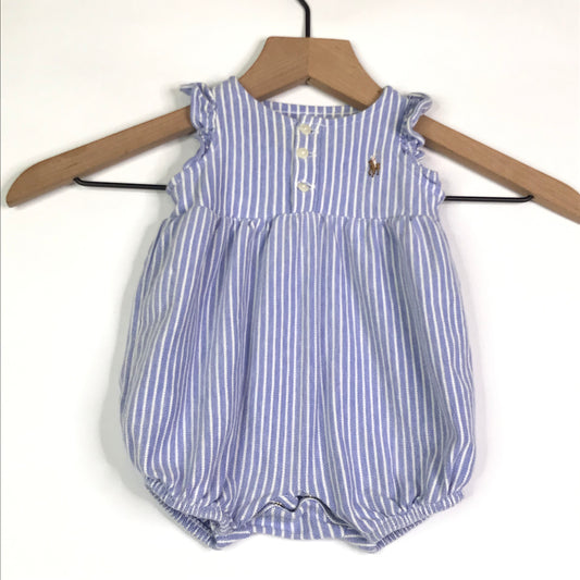 Ralph Lauren Polo Baby Girls Bubble Shortall Striped Size NB Blue White