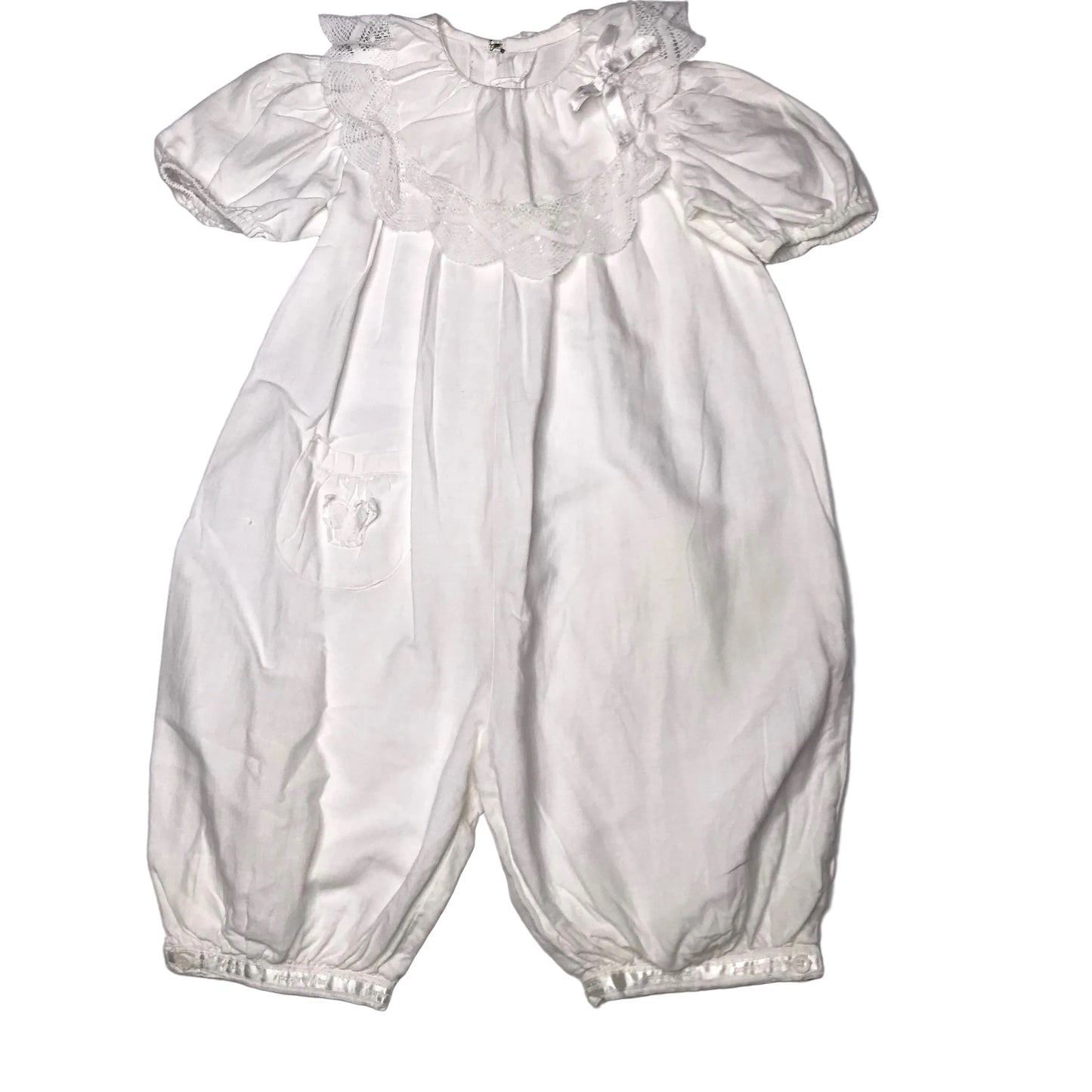 Paper White Heirloom Bubble Romper White Lace Collar Size 2T