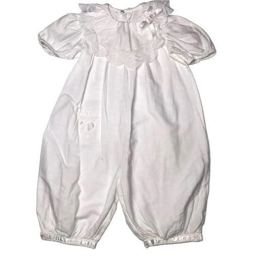 Paper White Heirloom Bubble Romper White Lace Collar Size 2T