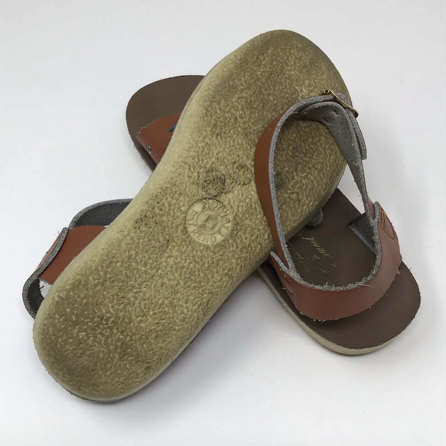Sun-San Sweetheart Tan Leather Sandals Girl Size 13