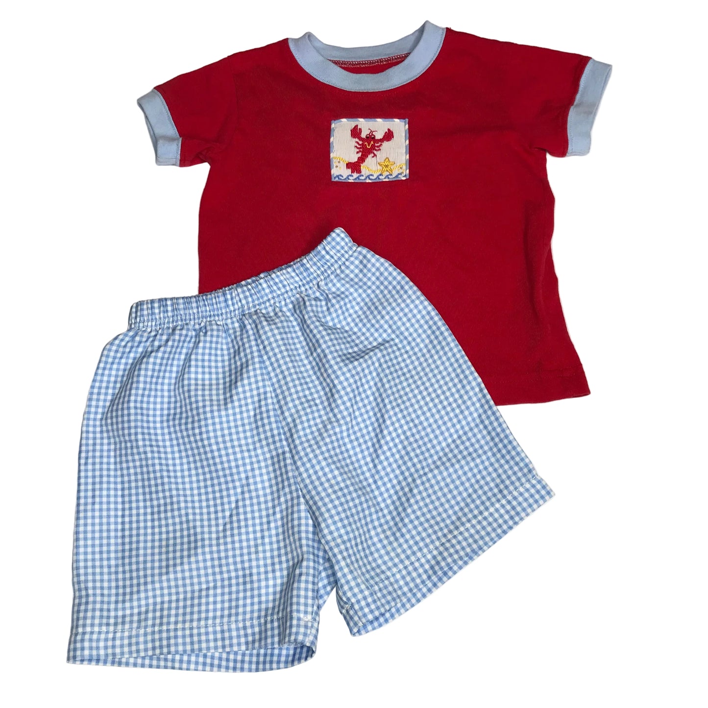 Kelly’s Kids Baby Boy Smocked Lobster Short Set Size 18M
