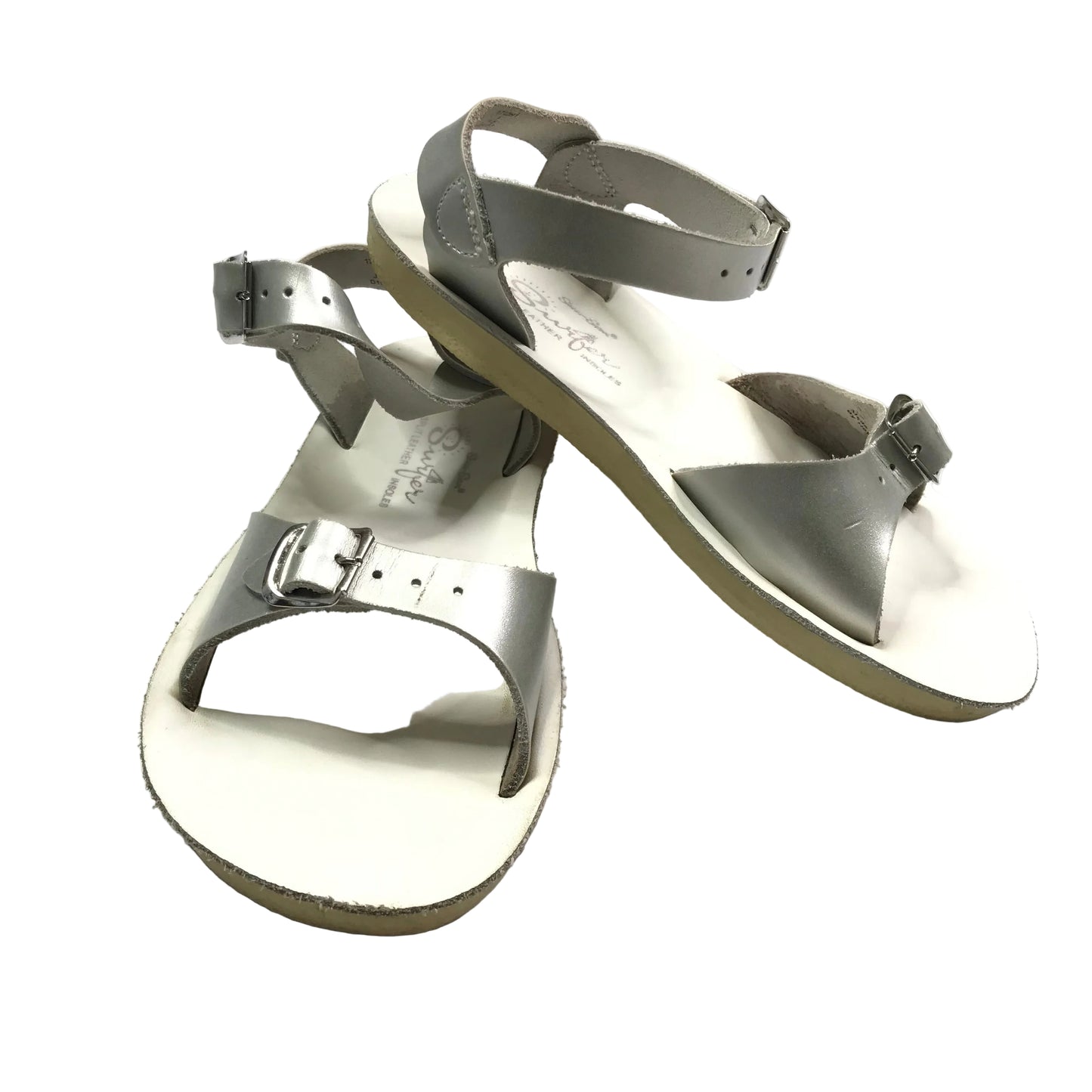 Sun-San Surfer Salt Water Sandals Silver Shoes Girls Size 1