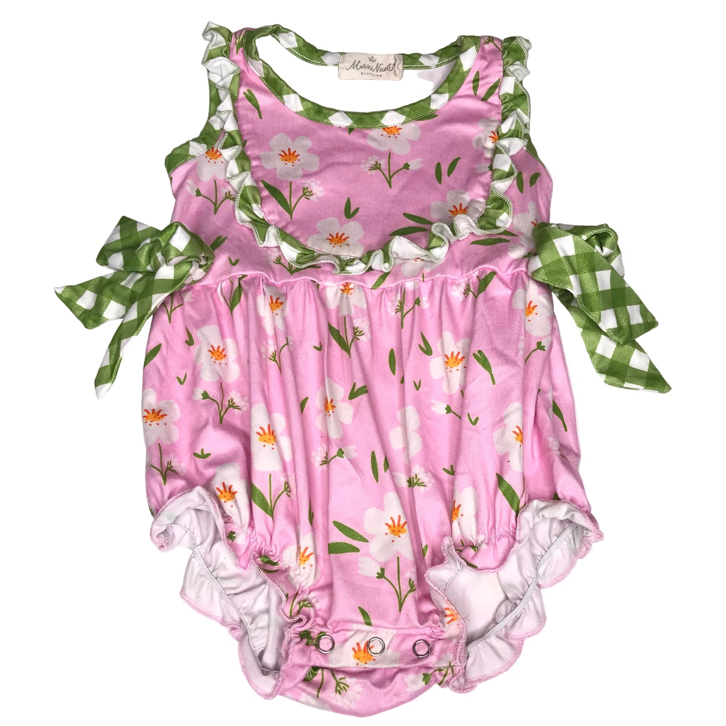 Marie Nicole Tulip Garden Ruffle Bubble Romper Baby Girl Size 12-18M