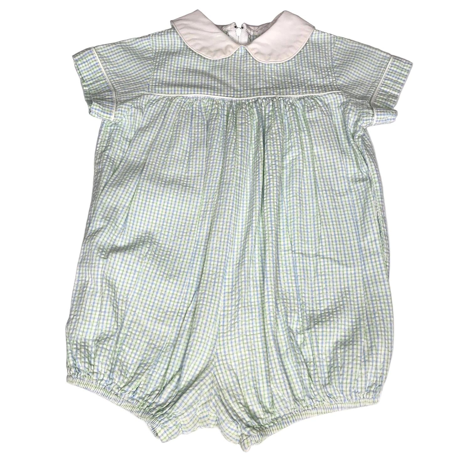 Daisies & Doodlebugs Micro Check Bubble Blue Green Baby Boy Size 2T