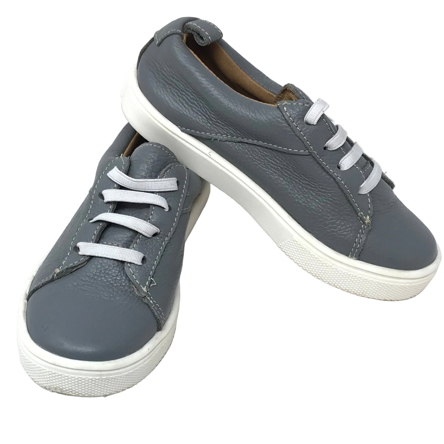 Freshly Picked Classic Grey Leather Lace Up Sneakers Boy Size 10