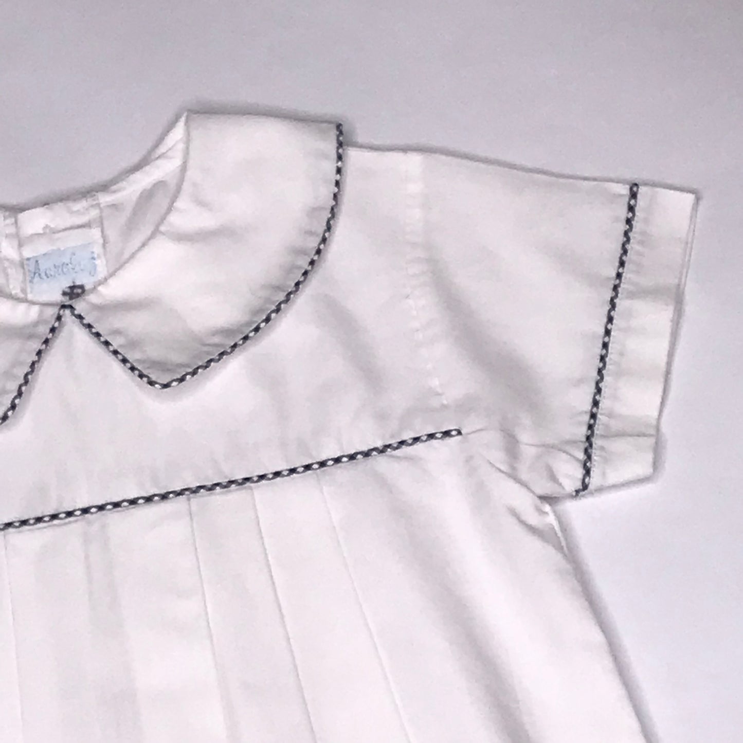 Auraluz Pleated Peter Pan Collar Bubble White Blue Piping Baby Boy Size 24M