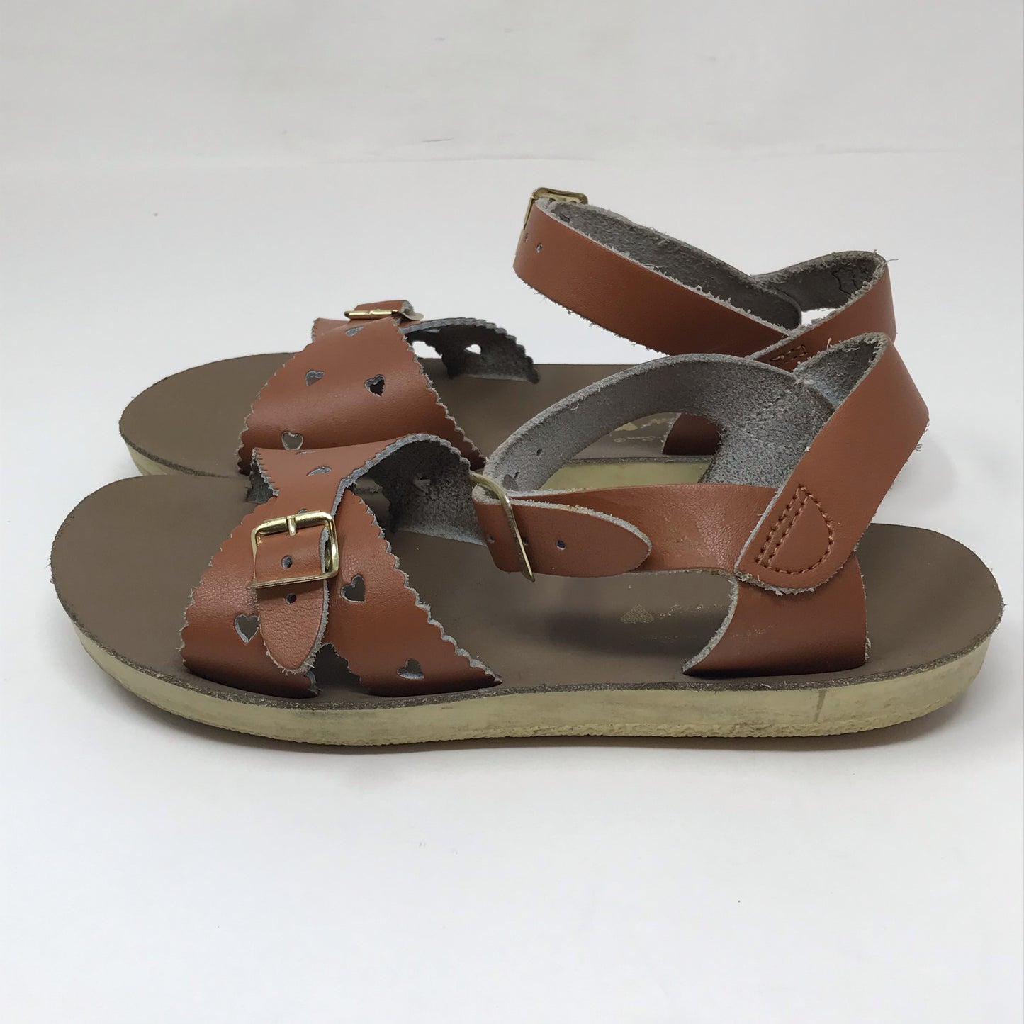 Sun-San Sweetheart Tan Leather Sandals Girl Size 13