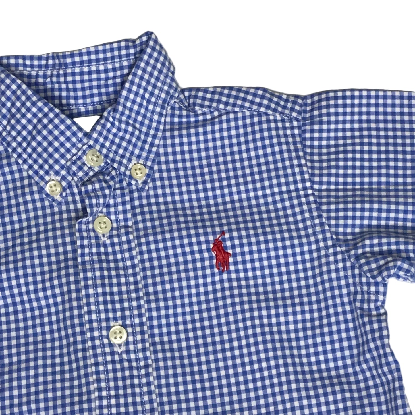 Polo Ralph Lauren Baby Boy Checkered Button Down Shirt Blue White Size 12M