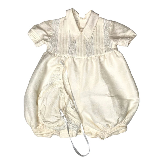 Mali Christening Romper Matching Hat Baby Boy Size 12M