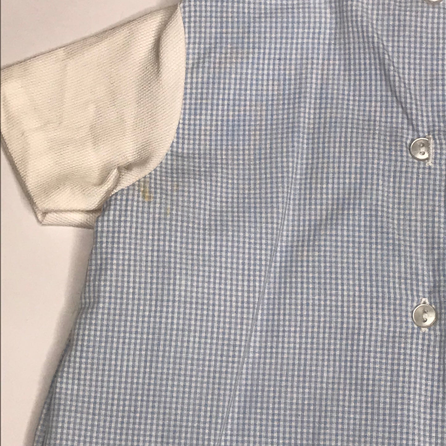 Petit Ami Micro Check Jon Jon Romper Blue White Baby Boy Size NB