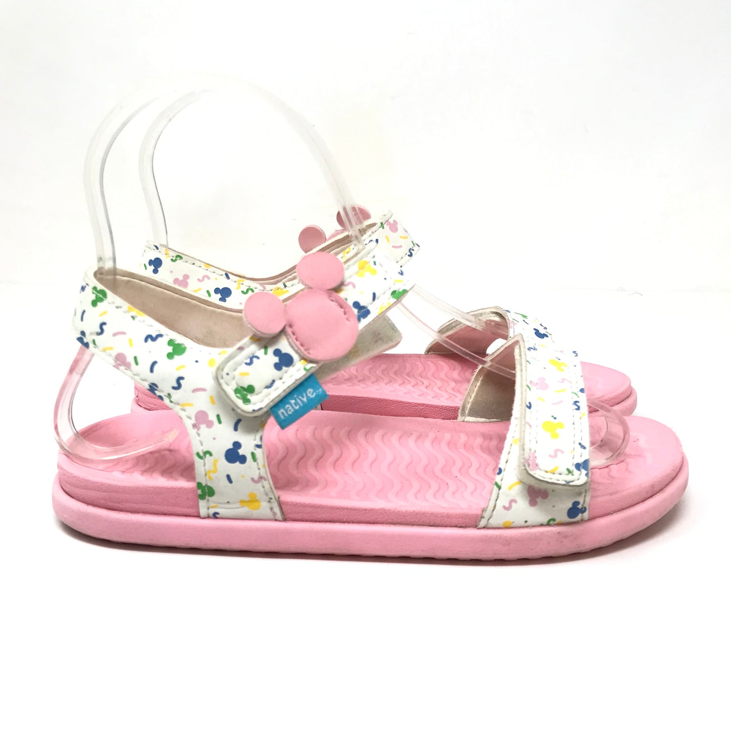 Native Charley Mickey Mouse Confetti Sandals Girls Size 3