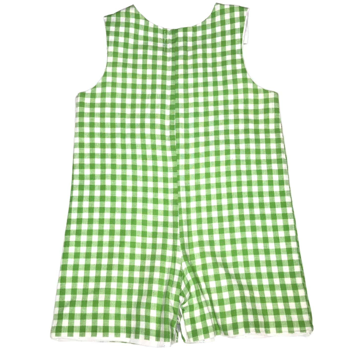 Mudpie Jon Jon Truck Appliqué One Piece Outfit Gingham Green White Baby Boy Size 12-18M