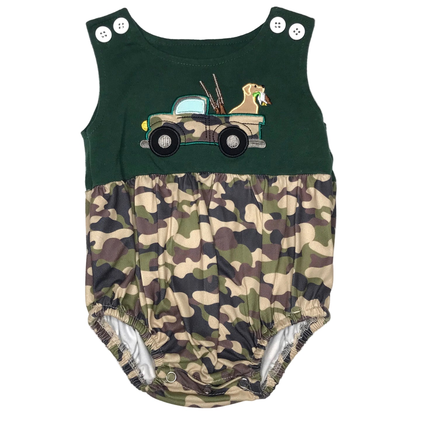 Hunting Dog Appliqué Camo Bubble Baby Boy Size 12-18M