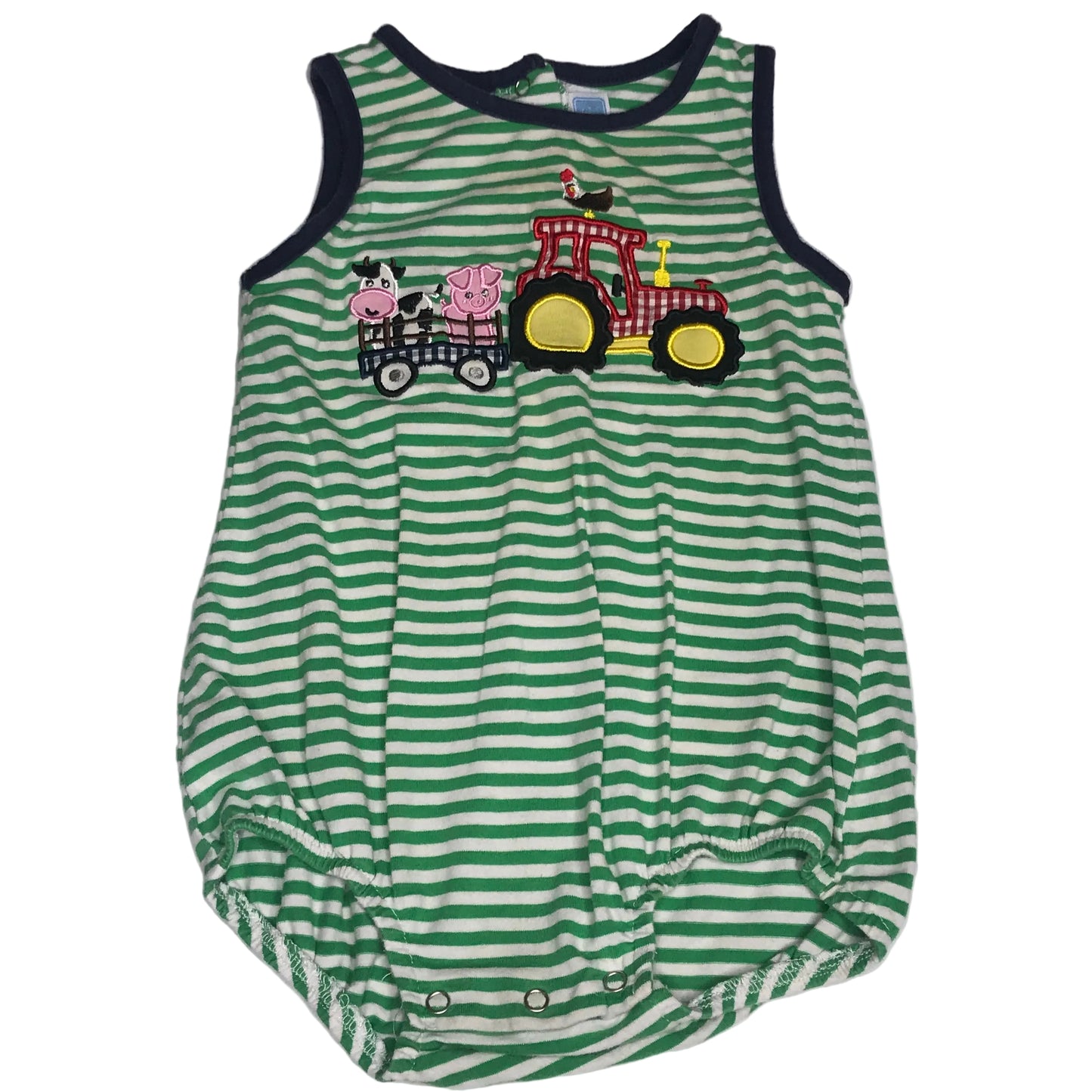 Trotter St. Tractor Striped Farm Tractor Bubble Baby Boy Size 24M