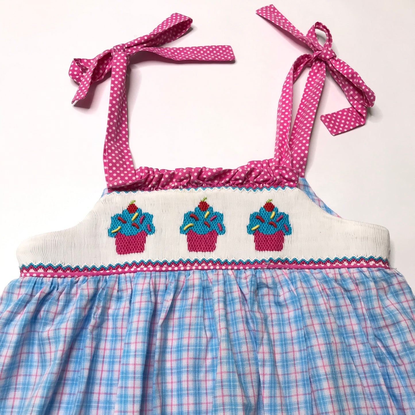 Smocked Auctions Smocked Bubble Cupcake Plaid Multicolor Girl Size 24M